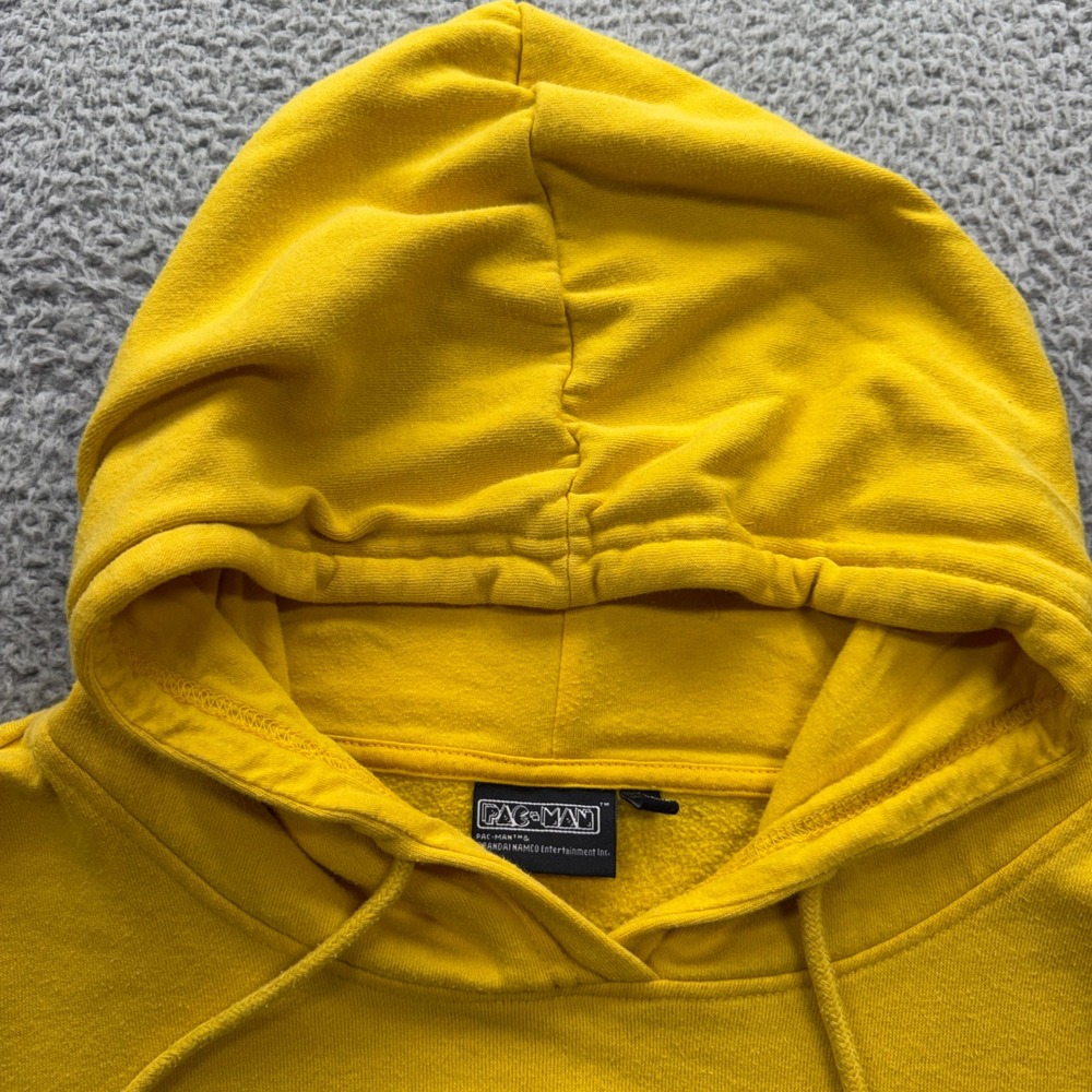 Pac-Man Hoodie Mens 3XL Yellow Patch Pullover Retro Gaming Bandai Namco - Picture 3 of 7
